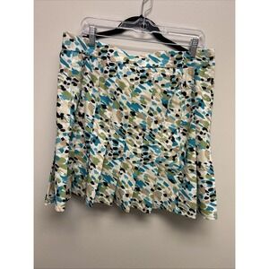 Chico's Animal Print Colorful Pleated Size 2 Large Midi A-Line Skirt